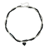 Y2K Fashion Sweet Heart Cute Glamorous Necklaces for Girls Trendy Stylish Beads Jewellry for Women Ladies Female Accessories