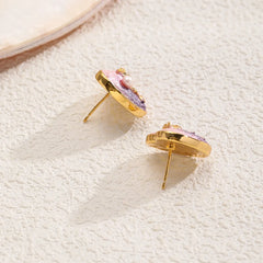 Women Pinl Silver Yellow Heart Shape Copper Stud Earring Low MOQ Factory Price Sweet Fashion in Stock Jewelry for Female Daily