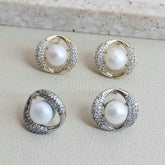 Luxury Fashion Elegant Graceful Glitter Stud Earrings for Girls Cute Imitation Pearl Jewellry for Women Ladies Accessories