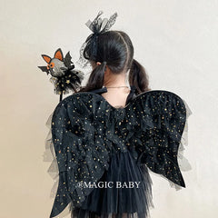 Halloween Demon Wings for Kids Bow Spooky Gothic Children Costume Accessory Devil Wing Party Wear Trick or Treat Devil Theme