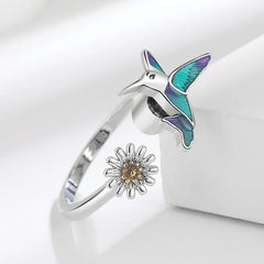 Best Seller Hummingbird Rotating Rings Color Enamel Fashionable Niche Design Iridesy Daisy Exquisite Ring Accessories Wholesale