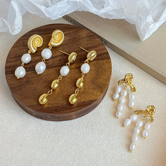 Fashion Freshwater Pearl Copper 18K Gold Played S925 Silver Drop Earrings for Girls Elegant Jewelry for Women Ladies Wholesale