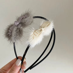 Fashion Bowknot Fluffy Bowknot Head Band for Girls Sweet Cute Hair Band for Women Ladies Hair Accessories in Stock Wholesale