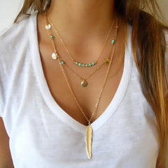 Fashion Popular Sweet Leafs Trendy Layered Wearing Necklaces for Girls Sweater Chains for Women Ladies Jewelry Accessories