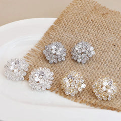 Sweet Ball Flower Elegant Stud Earrings for Girls Luxury Simple Art Deco Jewellry for Women Ladies Accessories Wholesale Chic
