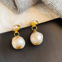 Fashion Freshwater Pearl S925 Silver 18K Gold Plated Drop Earrings for Girls Elegant Jewelry for Women Ladies Wholesale Bulk
