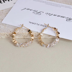 Female Hot Sale Rhinestone Small Hoop Earring Fashion Elegant Chic Luxurious Charms Glitter Bulk Jewelry Accessories for Causal