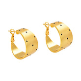 Wide Polka Dot Hoop Earrings Women Gold Brushed Metal Statement Earrings Fashion Jewelry Lightweight Party Accessories Wholesale