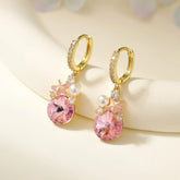 Sweet Solid Color Glitter Rhinestone Drop Earrings for Girls Elegant Cute Fashion Jewelry for Women Ladies Accessories Chic