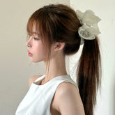 Women Solid Colored White Fabric Hair Claw Clips Fashion Elegant Lightweight Customized Wholesale Stock Hairpins Accessories