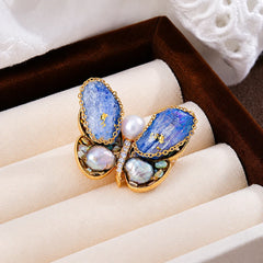 Fashion Natural Stone White Zircon Abalone Shell Flower Butterfly Brooches for Girls Jewelry for Women Ladies Wholesale Bulk
