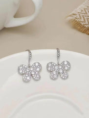 Female Flower Butterfly Square Shape Rhinestone Drop Earring Glitter Sparking Fashion Charms Bulk Jewelry Accessories for Daily