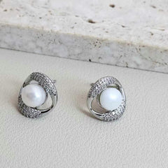 Luxury Fashion Elegant Graceful Glitter Stud Earrings for Girls Cute Imitation Pearl Jewellry for Women Ladies Accessories