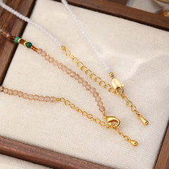 Fashion Clear Quartz Copper 18K Gold Necklaces for Girls Sweet Beads Jewelry for Women Ladies Wholesale Bulk China Factory