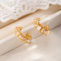 Fashion White Mother of Pearl Copper 18K Gold Hoop Earrings for Girls S925 Sliver Jewelry for Women Ladies Wholesale Bulk