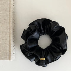 Fashion Simple Classic Solid Color PU Scrunchies for Girls Luxury Elegant Hair Ties for Women Ladies Hair Accessories in Stock