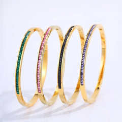 Fashionable Colorful Micro-Zircon Bracelet Glitter Stainless Steel Non-fading High-end Dainty Women's Jewelry Accessories Bulk