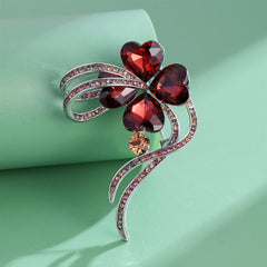 Fashion Glitter Lucky Elegant Plants Rhinestone Brooches for Girls Elegant Simple Pins Jewelry for Women Ladies Accessories