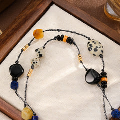 Fashion Red Agate Hematite Natural Stone Copper 18K Gold Plated Necklaces for Girls Boho Jewelry for Women Ladies Wholesale