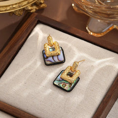 Fashion Abalone Shell Copper 18K Gold Plated S925 Silver Drop Earrings for Girls Trendy Jewelry for Women Ladies Wholesale Bulk