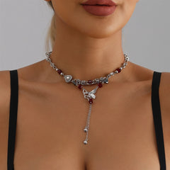 Fashion Gothic Glitter Sweet Spicy Necklaces for Girls Sweater Chain Heart Shaped Jewelry for Women Ladies Accessories Wholesale