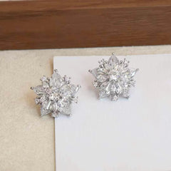 Sweet Snowflake Elegant Fashion Stud Earrings for Girls Fashion Trendy Stylish Jewellry for Women Ladies Accessories Wholesale