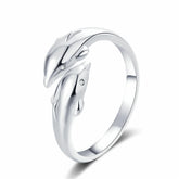 Double Dolphin Rings Women Fashion Niche Design Simple Adjustable Opening Cute Finger Ring Korean Style Accessories Wholesale
