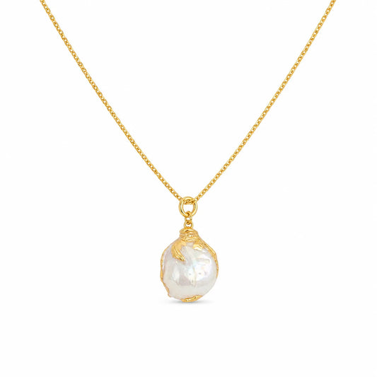 Ladies Baroque Pearl 18k Gold-plated Chain Pendant Necklace Elegant Simple Dainty Low MOQ in Stock Jewelry for Women Daily