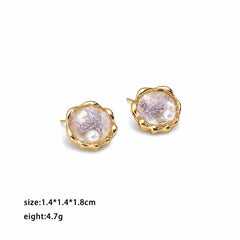 Ladies Flower Shape New Design Glass Pearl Stud Earring Fashion Elegant Charms Factory Price in Stock Jewelry for Women Causal