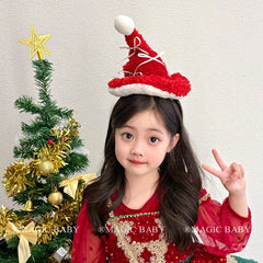 2025 Christmas Santa Claw Bowknot Classic Hat for Baby Girls Elegant Fashion Trendy Hair Accessories for Kids CHildren Teens