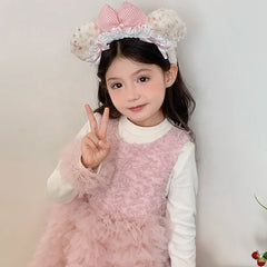 Fashion Cute Bowknot Fluffy Hair Bands for Kids Kawaii Elegant Lace Head Band for Kids Children Hair Accessories in Stock Chic
