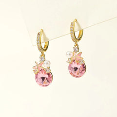 Sweet Solid Color Glitter Rhinestone Drop Earrings for Girls Elegant Cute Fashion Jewelry for Women Ladies Accessories Chic