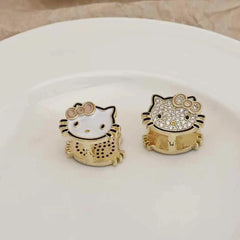 Cute Kitty Cat Animals Heart Shaped Stud Earrings for Girls Kawaii Clip on Jewelry for Women Ladies Accessories Chinese Supplier
