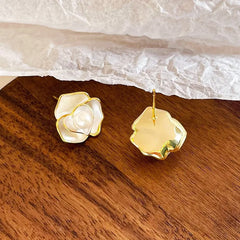 Fashion Flower Camellia S925 Silver Copper 18K Gold Plated Stud Earrings for Girls Sweet Jewelry for Women Ladies Wholesale