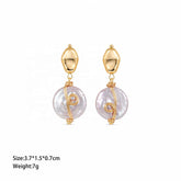 Fashion S925 Silver Baroque Pearl Copper 18K Gold Plated Drop Earrings for Girls Elegant Jewelry for Women Ladies Wholesale