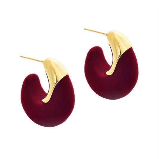 Retro Earrings Stud Female New Irregular Velvet Hoop Earrings Niche Design Light Luxury Fashion Earrings Autumn and Winter Bulk