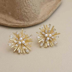 Female Hot Sale New Design Flower Shape Small Stud Earring Trendy Glitter Fashion Elegant Bulk Order Causal Jewelry Accessories