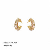Fashion Tiger Eye Stone Blue Turquoise Shell 18K Gold Plated S925 Silver Hoop Earrings for Girl Jewelry for Women Lady Wholesale