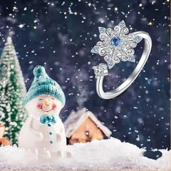 Snowflake Rotating Adjustive Rings Women's Light Luxury High-end Finger Ring for Christmas Party Wedding Accessories Wholesale