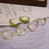 Sweet Solid Color Fashion Simple Minimalistic Hoop Earrings for Girls Charms Trendy Jewelry for Women Ladies Accessories Chic