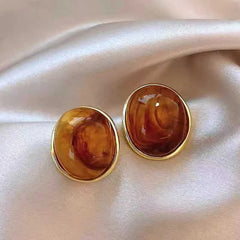 Women Creative Design Amber Color Small Mini Stud Earring Fashion Elegant Lightweight Bulk Order Jewelry Accessories for Daily