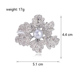 Fashion Flowers Floral Imitation Pearl Sweet Brooches for Girls Elegant Glitter Sparkle Pins Jewelry for Women Ladies Accessory