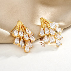 Super Fairy Firework Stud Earrings Water Drop Glitter Zircon Earrings Fashionable Stylish Light Luxury Ear Jewelry Accessories