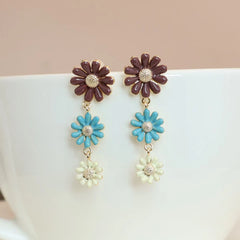 Sweet Elegant Flowers Drop Earrings for Girls Cute Floral Jewelry for Women Ladies Accessories Chinese Supplier Wholesale