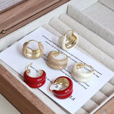 Fashion Simple Minimalistic Classic Red Solid Color Hoop Earrings for Girls Art Deco Charms Jewelry for Women Ladies Accessories