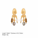 Fashion Baroque Pearl S925 Silver Drop Earrings for Girls Copper 18K Gold Jewelry for Women Ladies Tiger Eye Stone Wholesale