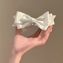 Fashion Princess Style Bowknot Polka Dot Hair Clips for Girls Sweet Trendy Banana Clips for Women Ladies Hair Accessories Chic