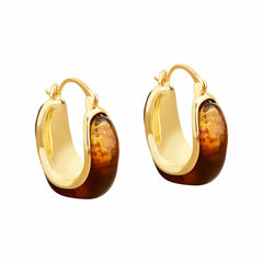 High-end Irregular Hoop Earrings Coffee-colored Resin OEar Buckles Elegant Light Luxury Earrings Women Fashionable and Stylish