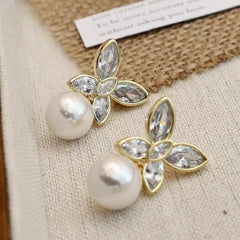 Girls Bow Imitation Pearl Rhinestone Small Drop Earring Elegant Graceful Affordable Lightweight Bulk Jewelry Accessory for Daily