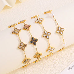 Fashionable Zircon Four-leaf Clover Bracelet for Girl Refined Unique Light Luxury High-end Jewelry Women's Accessories Wholesale